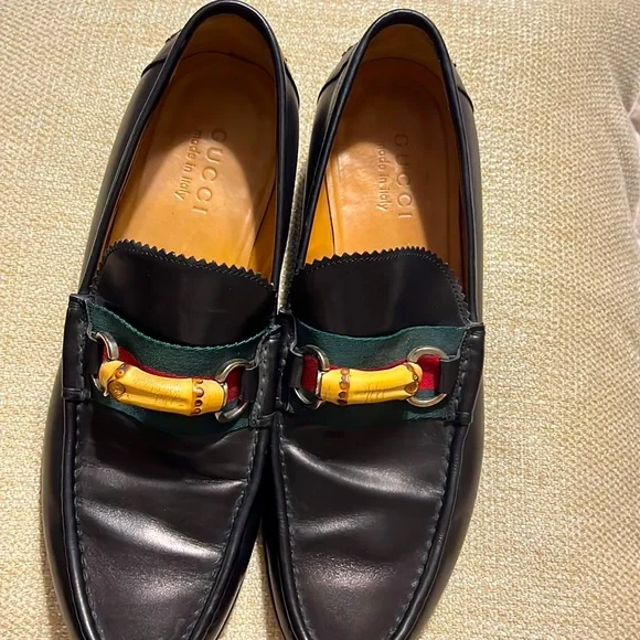 Gucci | Shoes | Men Gucci Black Leather Bamboo Horse Bit  display picture 1